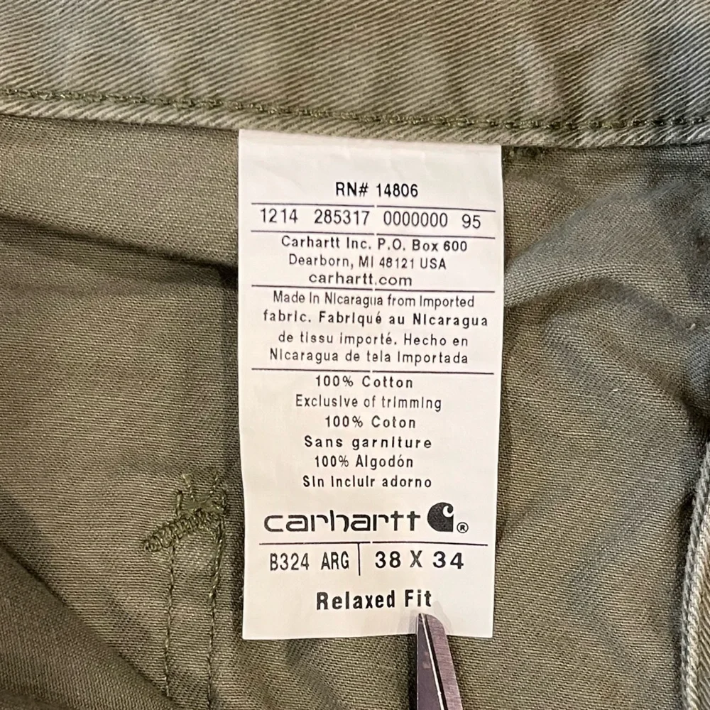 Mens Army Green Carhartt Carpenter Pants Size 38 x 34 Relaxed Fit - Picture 8 of 16